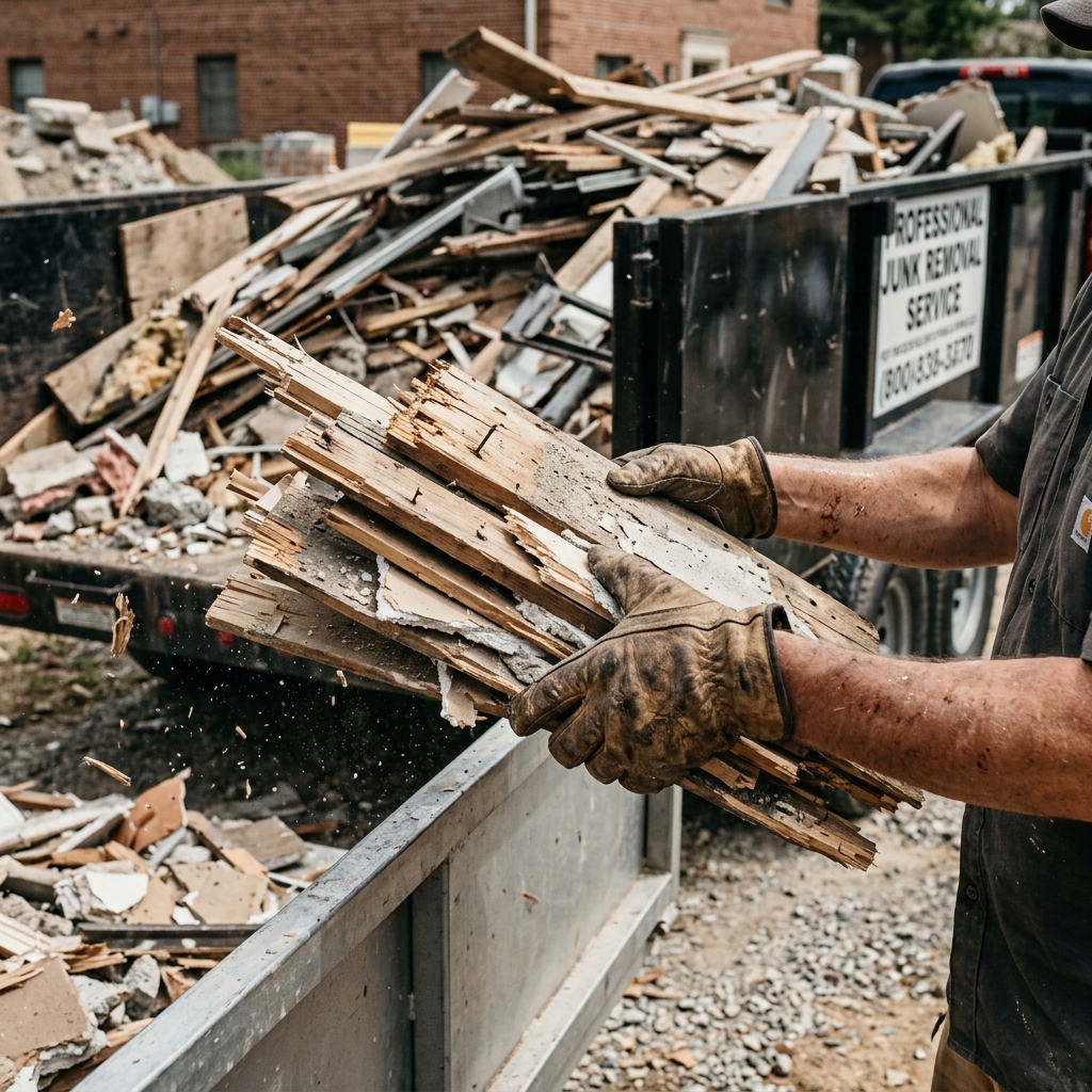 Loading Construction Debris On Trailer
